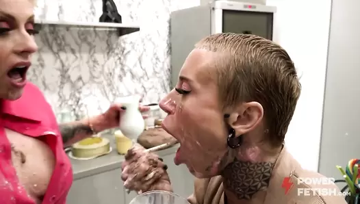 Sasha Beart Pukes on Glass Table