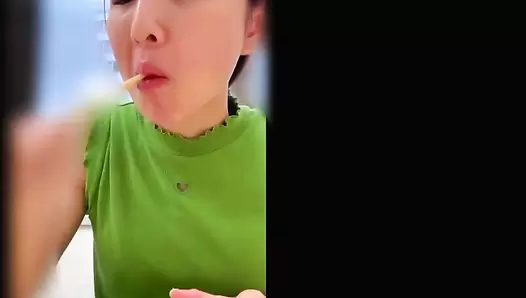 FF-642 07 Food and poop review on screen with embarrassed girls