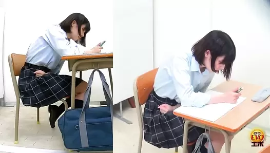 EE-733 06 Hidden camera at the demon guided school. Schoolgirls harassment, diarrhea and fecal leakage