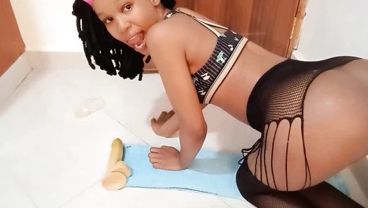 Dirty nasty little whore - Pushing poop,tasting and smearing on ass