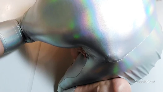 CassieScat - Shiny Disco Leggings Get Filled+Smeared by Cassie