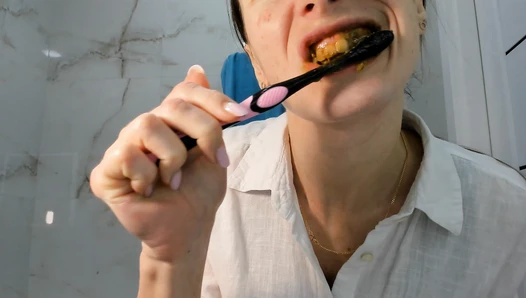 OksiLove - let’s brush my teeth with poop paste