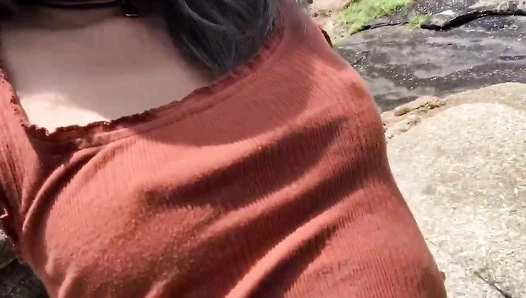 NaomiBobba - Pooping on the rock of empty beach.