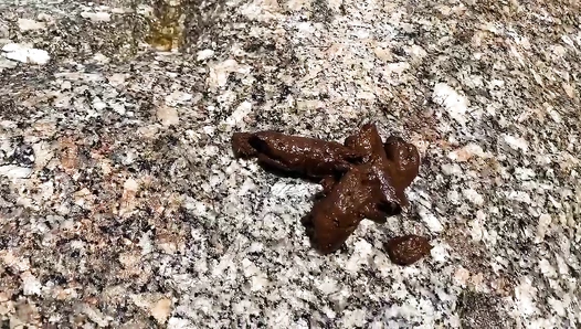 NaomiBobba - Pooping on the rock of empty beach.