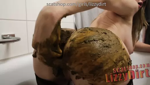 LizzyDirt - Pantyhose poop before scatfist my ass