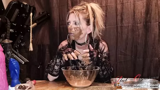 SlutOrgasma - Scat swallowing and puke show