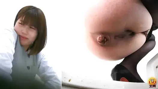 EE-590 01 Hidden video footage: OLs with stomach aches rushing to the toilet to release angry diarrhea stool