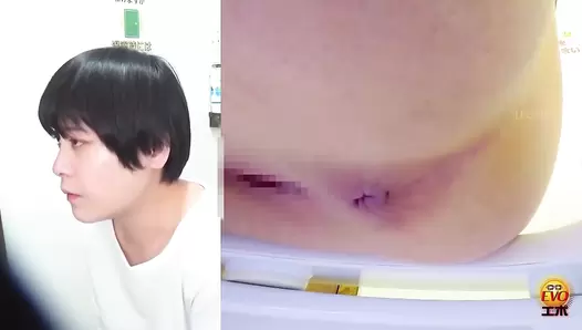 EE-579 04 Hidden camera caught obscene sounds in the toilet: girls spreading their asses to release farts with residual feces