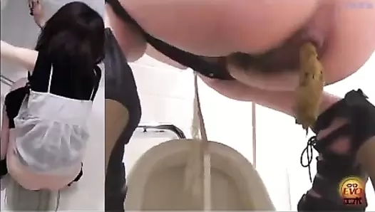 Japan girls shitting public toilet voyeur