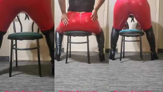 GoddessKinkyCaramel - Red Latex Fart Domination, Amateur Collection, 