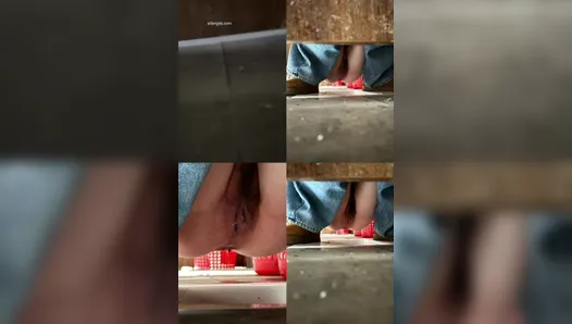 Handheld shooting, many women's poop and pee shots, 150V