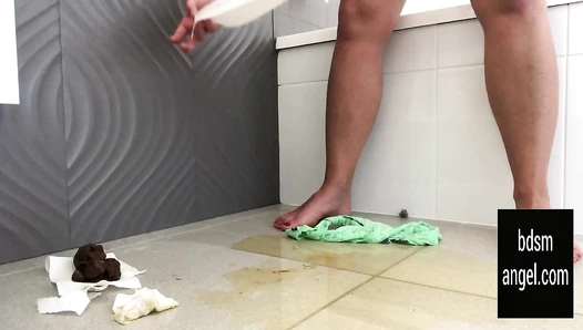 BDSMangel - Desperate Poop in LACE panties & clean up